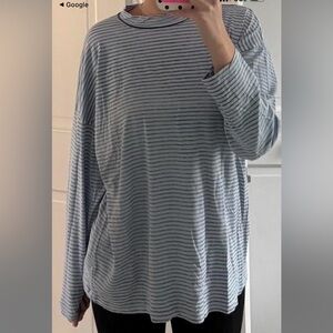 We The Free Gray Striped Long Sleeve Tee